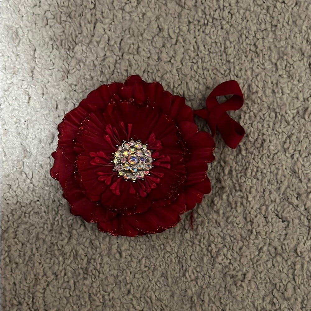 Tieks Red Flower Topper with Gem Center